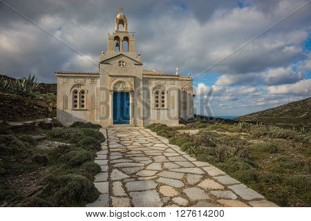 Small Church At  Side Of Road Near Isternia At Tinos