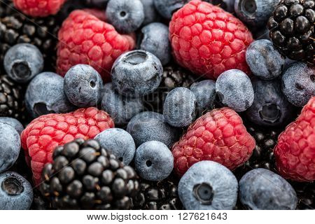 Fresh Summer Berries , Wooden Background, Healthy Food.
