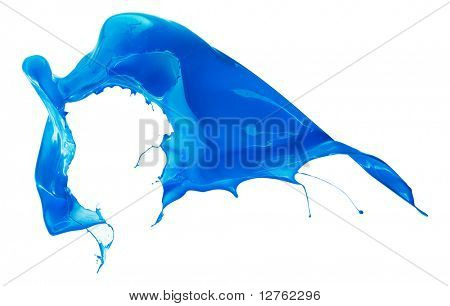 salpicaduras de pintura azul, aislado sobre fondo blanco