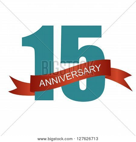 Fifteen 15 Years Anniversary Label Sign for your Date. Vector Illustration EPS10
