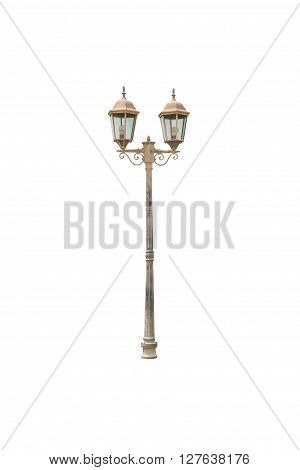 Old Light pole isolated on white blackgroud