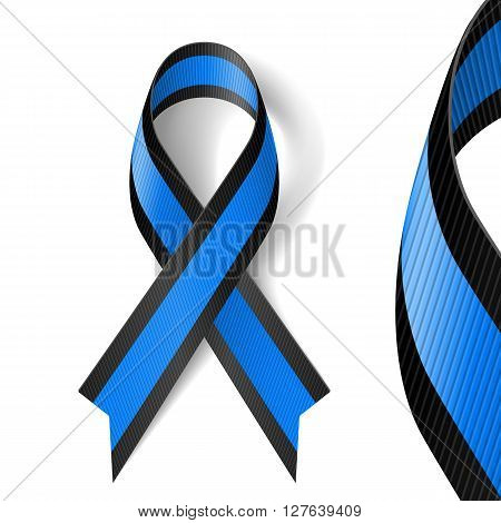 Blue and black awareness ribbon as symbol of ocular melanoma