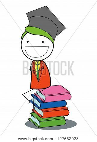 Man graduate book .eps10 editable vector illustration design
