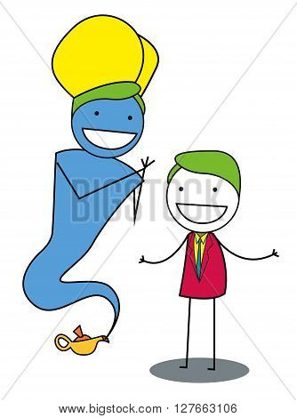 Man and genie .eps10 editable vector illustration design