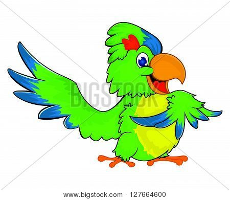 Green Parrot cartoo .eps10 editable vector illustration design
