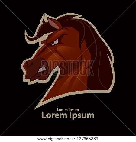 horse for logo cartoon character symbol simple illustration sport team emblem for your design
