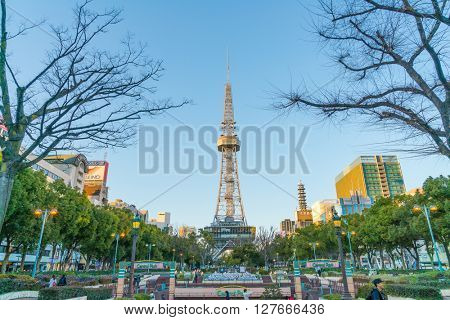 NAGOYA, JAPAN - FEB 07: Oasis 21 in Nagoya, Japan on FEB 07, 2016. A shopping complex nearby Nagoya Tower, its large oval glass roof structure floats above ground level