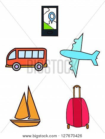 Traveling  Object Collection.eps10 editable vector illustration design