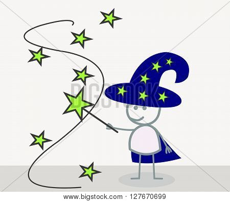 Doodle Wizard Magic .eps10 editable vector illustration design