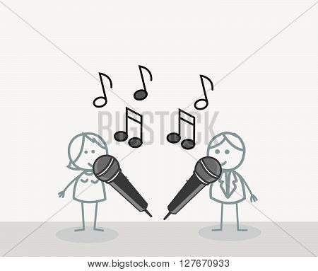 Duet Singer .eps10 editable vector illustration design
