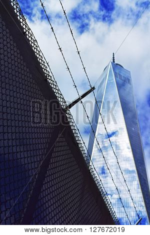 One World Trade Center And Barbed Wire