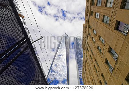 View On One World Trade Center And Barbed Wire