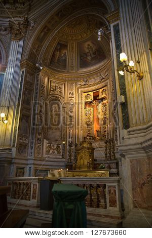 ROME, ITALY - APRIL 8, 2016: Interior of the San Marcello al Corso church, 18th century