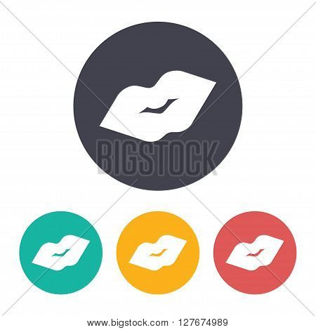 Vector flat lips kiss icon with set of 3 colors