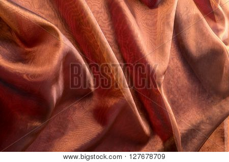 Background of crumpled voile fabric, close up
