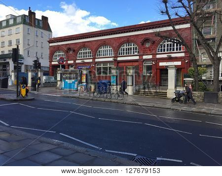 LONDON - APRIL 25: Belsize Park Underground Station on April 25, 2016 in London, UK.