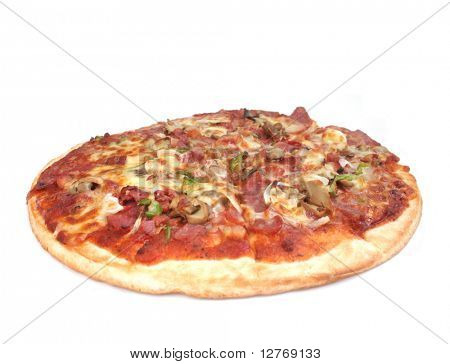 Isolated Pizza Over White