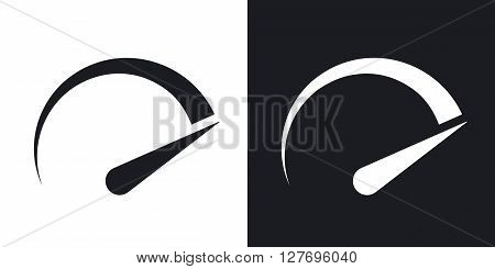 Speedometer icon vector. Two-tone version on black and white background