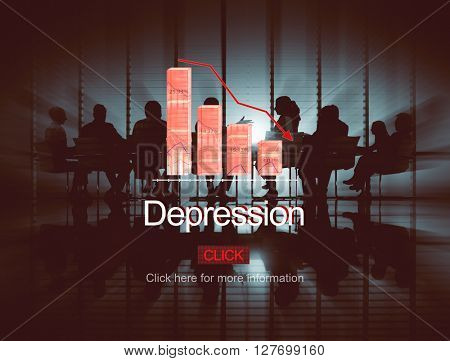 Problems Risk Deflation Depression Bankruptcy Concept