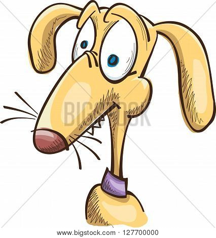 stupid yellow dog head cartoon vector isolated on white