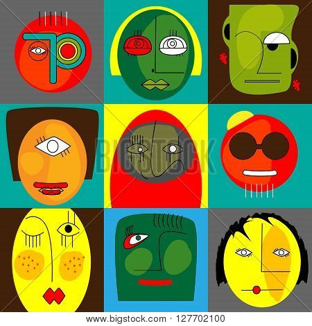 Vector avatars set. Colorful male and female user icons