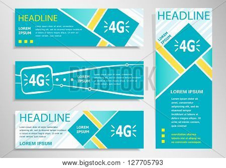 4G Sign Icon On Vertical And Horozontal Banner.