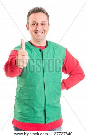 Hypermarket Employee Showing Thumbup Or Like