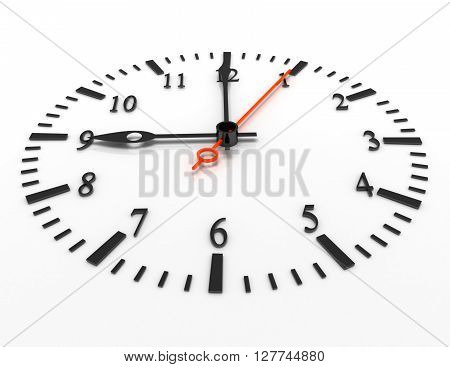 3D Clock Illustration On White Background