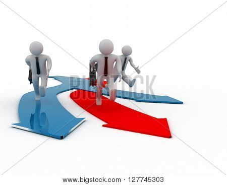 Human Race Competition Of 3D People. Success Winning Concept.