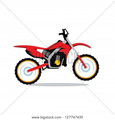 Red Motocross bike Isolated on a White Background