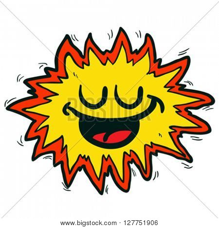 happy freehand drawn cartoon explosion sign illustration