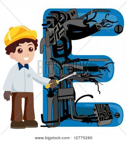 Alphabet Kids (Electrical Engineer) - Vector