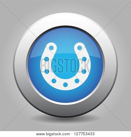 blue metal button - white horseshoe with holes