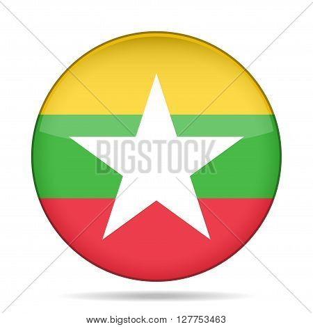 button with national flag of Myanmar Burma and shadow