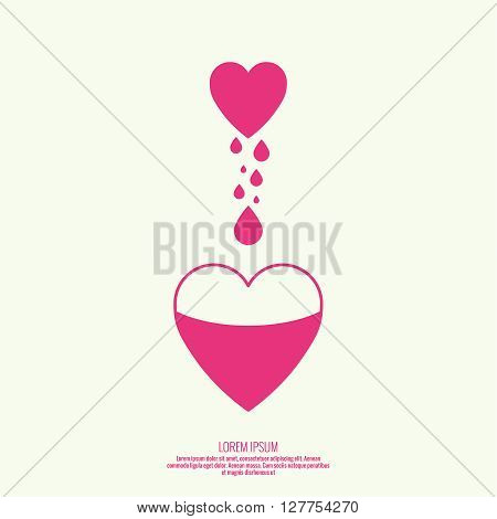 logotype blood donation, help the sick and needy. Heart with drop of blood