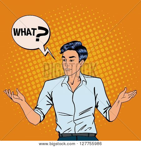 Disappointed Man Throws Up His Hands.  Pop Art Vector illustration