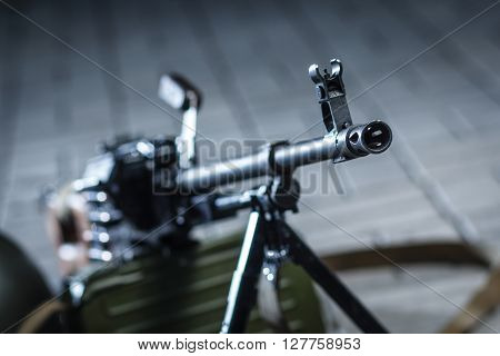 soviet russian weapon: machine gun PKM detail