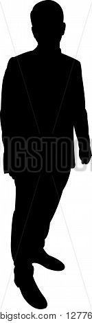 a standing man black color silhouette vector