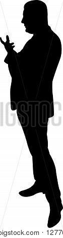 a standing man body, black color silhouette vector