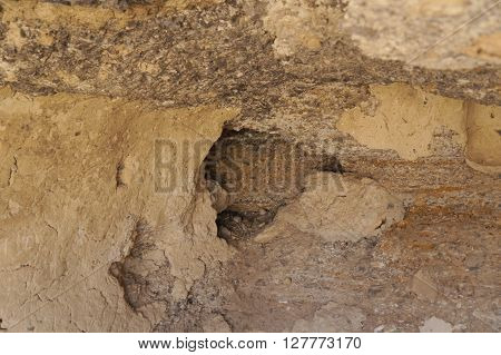 Niche in the cave in Moa fortress, ancient ruined building in South Israel