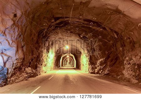 Utakleiv tunnel (Uttakleivtunnelen) in Vestvagoy Lofoten Nordland Norway Scandinavia Europe