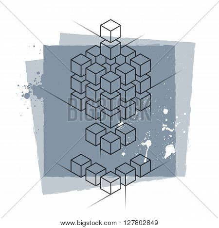 Vector Abstract Silkscreen Print Template For Textile Or Poster Design With Geometric Shapes And Spl