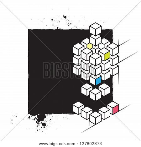 Vector Abstract Silkscreen Print Template For Textile Or Poster Design With Geometric Shapes And Spl