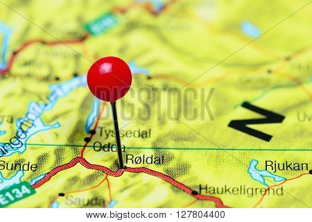 Roldal pinned on a map of Norway