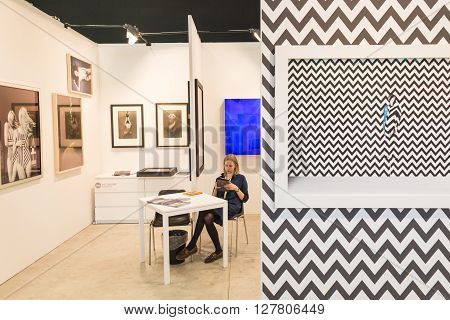 Exhibitor In Her Stand At Mia 2016 In Milan, Italy