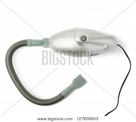 Gray Hand held small vacuum cleaner isolated over the white background
