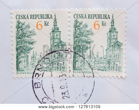 Czech Stamps Over A Mail Envelope