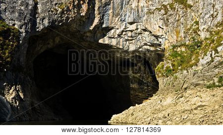 Cave entrance at river Uvac gorge, southwest Serbia