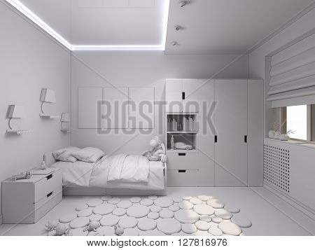 3D Illustration Of A Nursery For A Boy