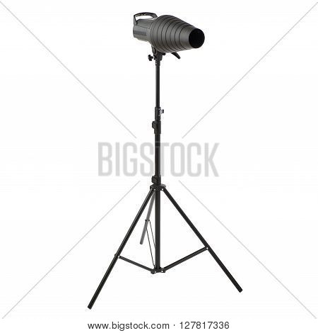 Pulse studio flash with a conical snoot on a stand over isolated white background